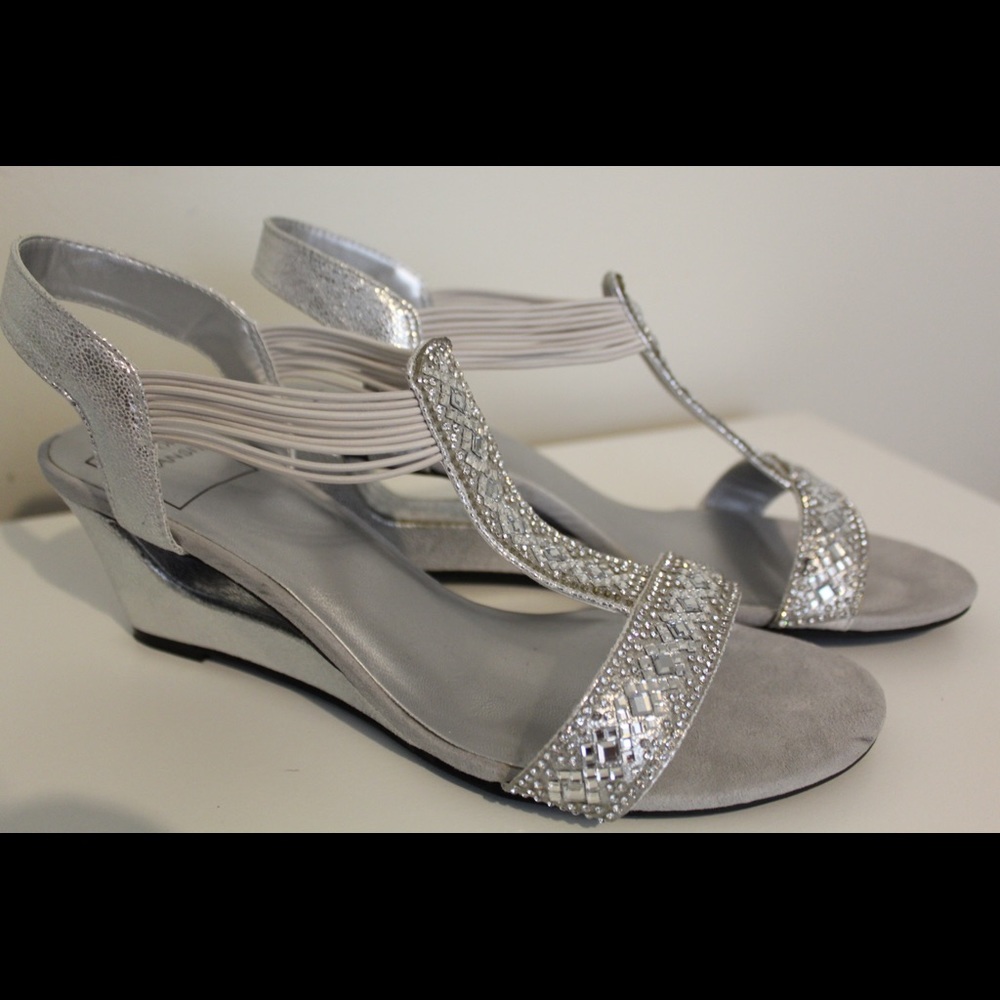 Silver wedge heels